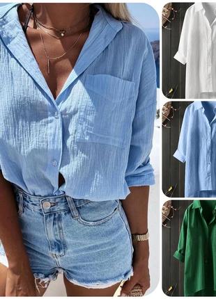 Р. 42-46,48-52;стильна сорочка-туніка котон жатка;58308g