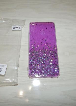 Чехол tpu glitter star для huawei p smart plus / nova 3i фиолетовый4 фото