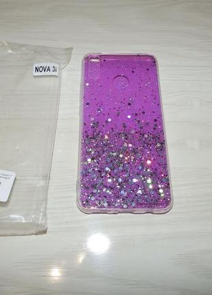 Чехол tpu glitter star для huawei p smart plus / nova 3i фиолетовый6 фото