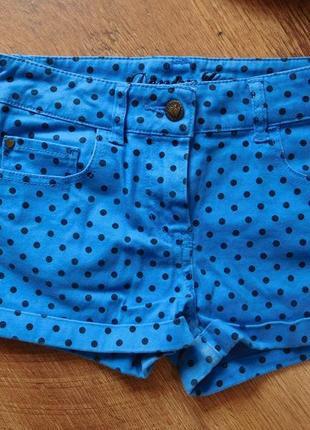 Шорты джинсовые синие в горошек купить c узором принтом яркие винтаж denim xs2 фото