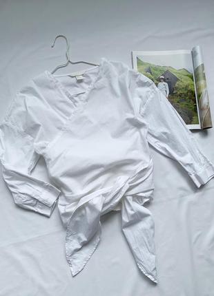 Рубашка, белая, базовая, на запах, h&m
