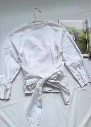 Рубашка, белая, базовая, на запах, h&m6 фото