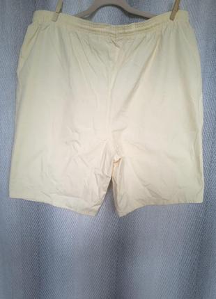 100% коттон. бледно желтые женские коттоновые  шорты, бриджи, короткие штаны, брюки, высокая посадка