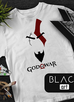 Футболка з розписом акрілом god of war, розміри s/m/l/xl