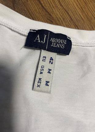 Белая футболка armani jeans оригинал, базовая футболка брендовая, футболка с лого6 фото