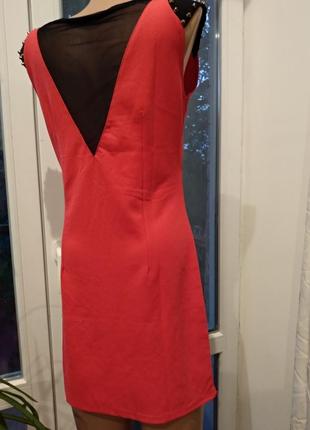 Платье красное со вставками2 фото