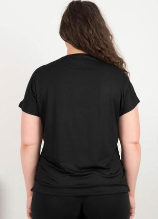 Стильная черная футболка с рисунком принтом оверсайз большой размер батал2 фото