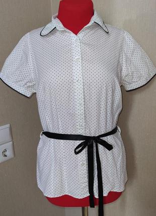 Блузка белая в горошек