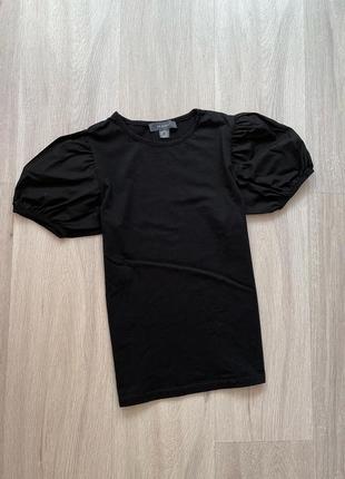Черная футболка с объемными рукавами primark