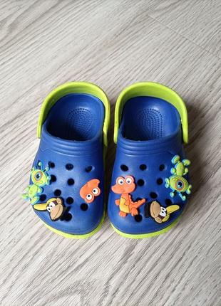 Crocs крокси, тапочки, сандалі, сабо синьо - салатові2 фото