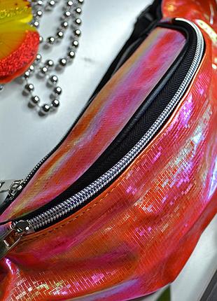Бананка жіноча, еко шкіра, эко кожа, сумка через плечо, экокожа, эко кожа, сумочка женская на пояс, хамелеон, хамелион, голографик, голографическая