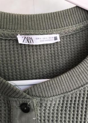 Zara новая футболка хаки укороченная хлопок3 фото