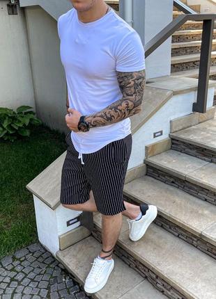 Комплект футболка лонг + шорты в полоску