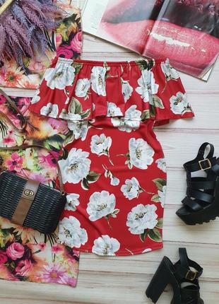Літній квіткове приталеное плаття з рюшами на грудях1 фото
