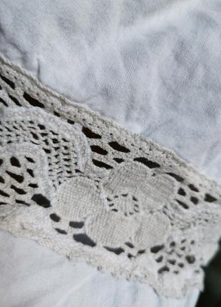 Вінтажна лляна комбінована блуза landhaus льон, бавовна бавовна з мереживом в етно стилі бохо баварська рукав "ліхтарик"3 фото