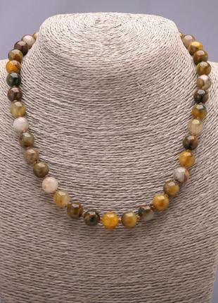 Намисто з натурального каменю петерсит гладкий кулька d-10мм l-45см