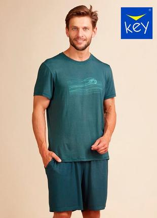 Чоловічий домашній бамбуковий комплект зеленого кольору key mns 721 a22