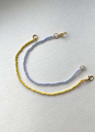 Желто-голубой браслет ручной работы из бисера
