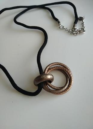 Links of london срібне намисто підвіска з розовим золотом з шовковим чорним шнуром