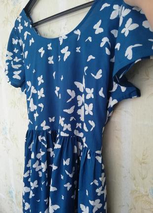 Сукня платье сарафан літо жіноче бебі дол метелики принт біле з голубим з карманами платье женское лето бабочки синее мини короткое10 фото