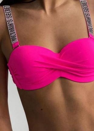 Роздільний купальник victoria's secret купальник анжеліка балконет зйомні брительки чайки бразиліанки танга танго рожевий купальник
