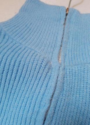 ⛔ в'язаний светр кофта на замку небесно блакитного кольору собачка робоча зламано кріпленн3 фото