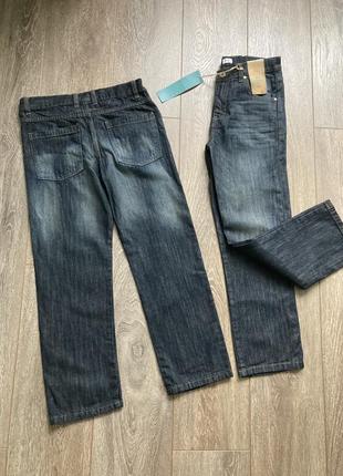 F&f 11-12 и 9-10 новые темные синие прямые джинсы8 фото