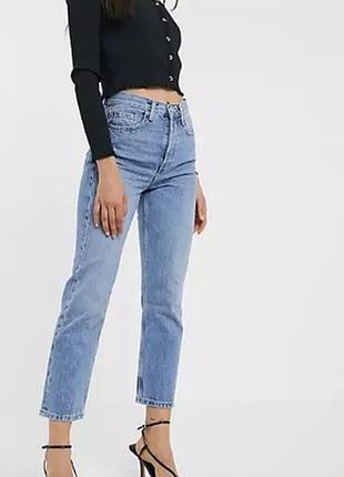 Базовые голубые джинсы прямого кроя от topshop