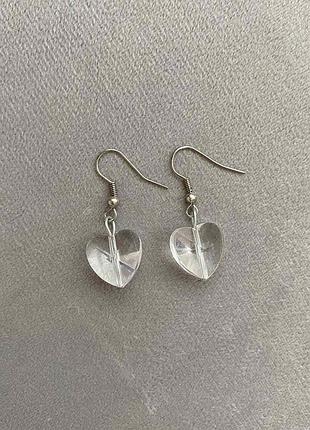 Серёжки серьги сердечки сердце сердца прозрачные стильные украшение топ 2023 прикраса