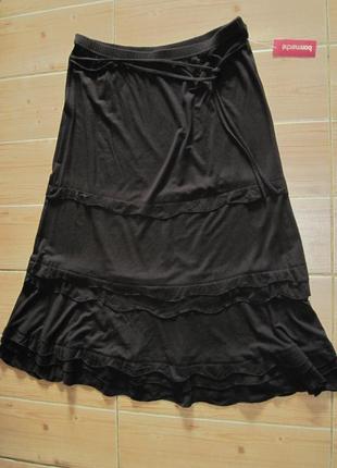 .нова коричнева суперстрейч. спідниця "bonmarche" р.50 пояс-гумка