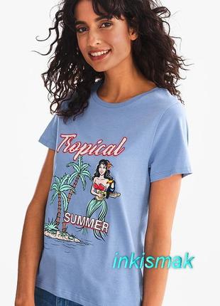 Хлопок футболка принт вышивка c&a германия