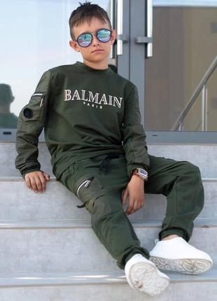 Трендовий спортивний костюм "balmain" в стилі family look , розміри: підліток: 140 - 164, дорослі 44 - 526 фото