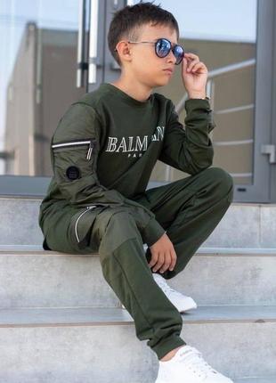 Трендовий спортивний костюм "balmain" в стилі family look , розміри: підліток: 140 - 164, дорослі 44 - 529 фото