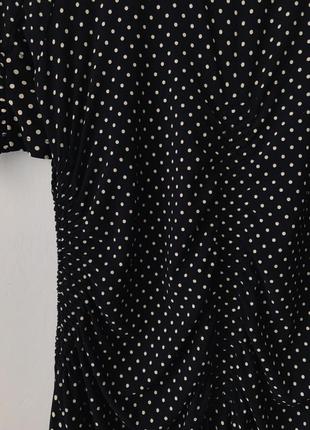 Платье миди в горошек topshop ассиметричное черное платье8 фото