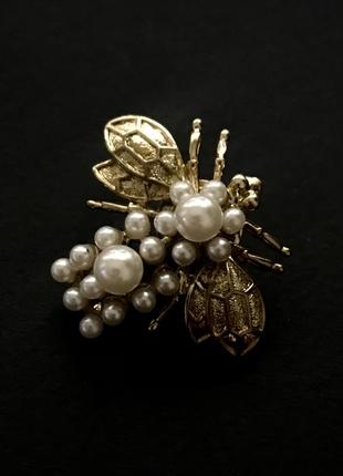 Елегантна брошка бджола/джміль з перлами6 фото