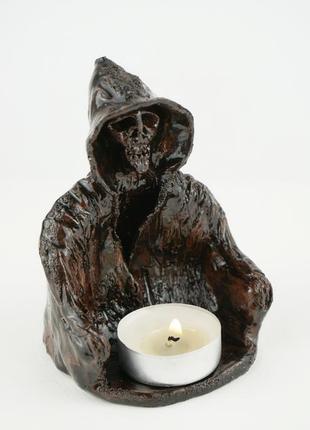 Статуетка свічник чорний монах декор для дому6 фото
