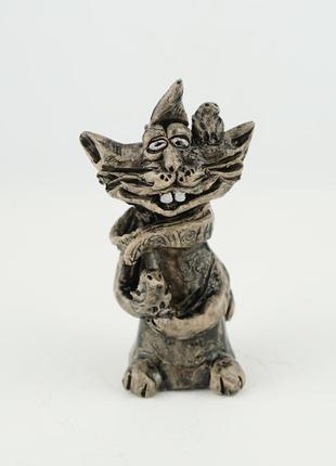 Фігурка кота веселого котик з пташками статуетка