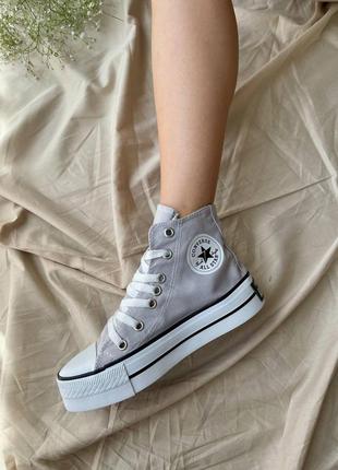 ❤️converse high x chuck taylor platform grey❤️женские кеди конверс, кеды конверс женские серые10 фото