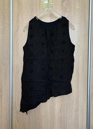 Лляна блуза без рукавів