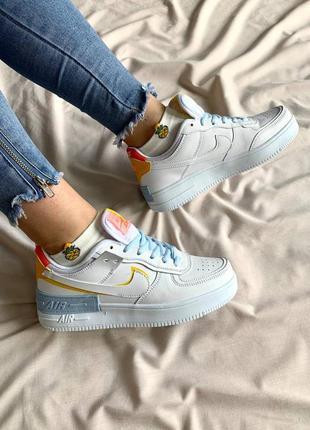 Кроссовки nike air force 1 shadow yellow-blue8 фото