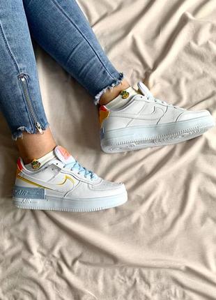 Кроссовки nike air force 1 shadow yellow-blue6 фото