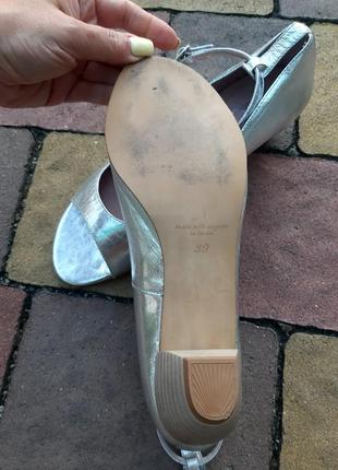 Серебристые туфли босоножки италия кожа8 фото