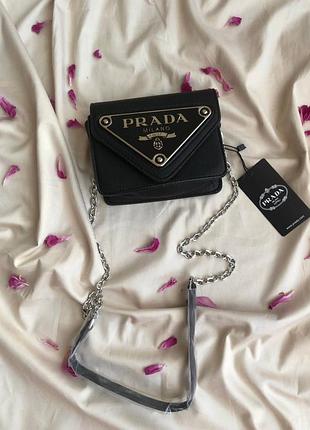 ❤ женская черная сумка сумочка в стиле  prada saffiano leather black mini ❤