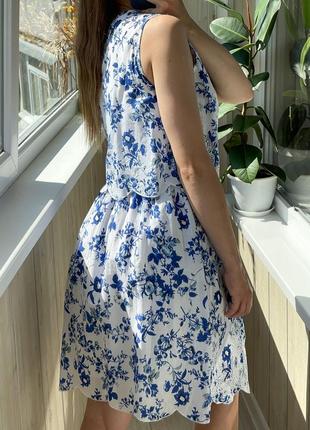 Бело синее хлопковое платье с кружевом 1+1=37 фото