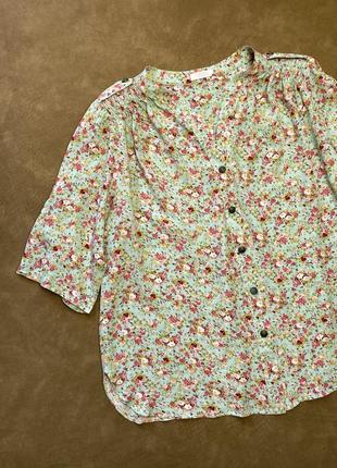 Блузка в квітковий принт, натуральна тканина, батал