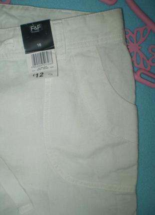Нові жіночі лляні штани f&f uk16 xl 50р. з віскозою,  білі7 фото