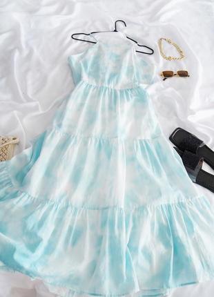 Дуже красива бавовняна сукня міді в стилі тай дай5 фото