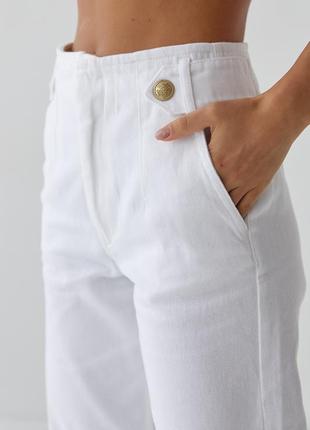 Белые летние котонновые штаны4 фото