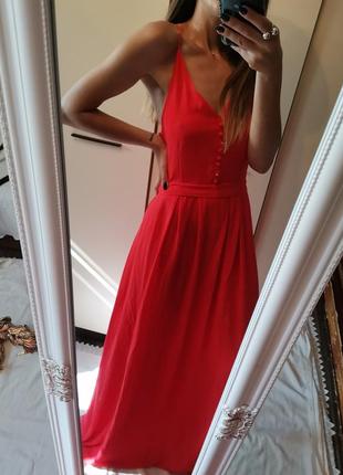 Шикарнре красное платье в пол 12431 фото