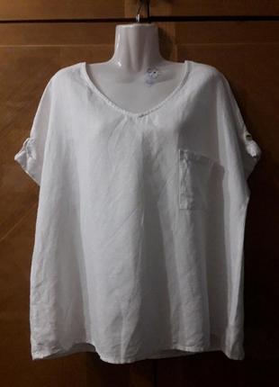 Брендовая лен+ хлопок +вискоза  натуральная  блуза рубашка  р.16 от tu